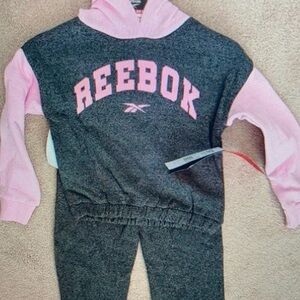 Reebok Girls Charcoal & Pink sweatshirt jogger set size 5